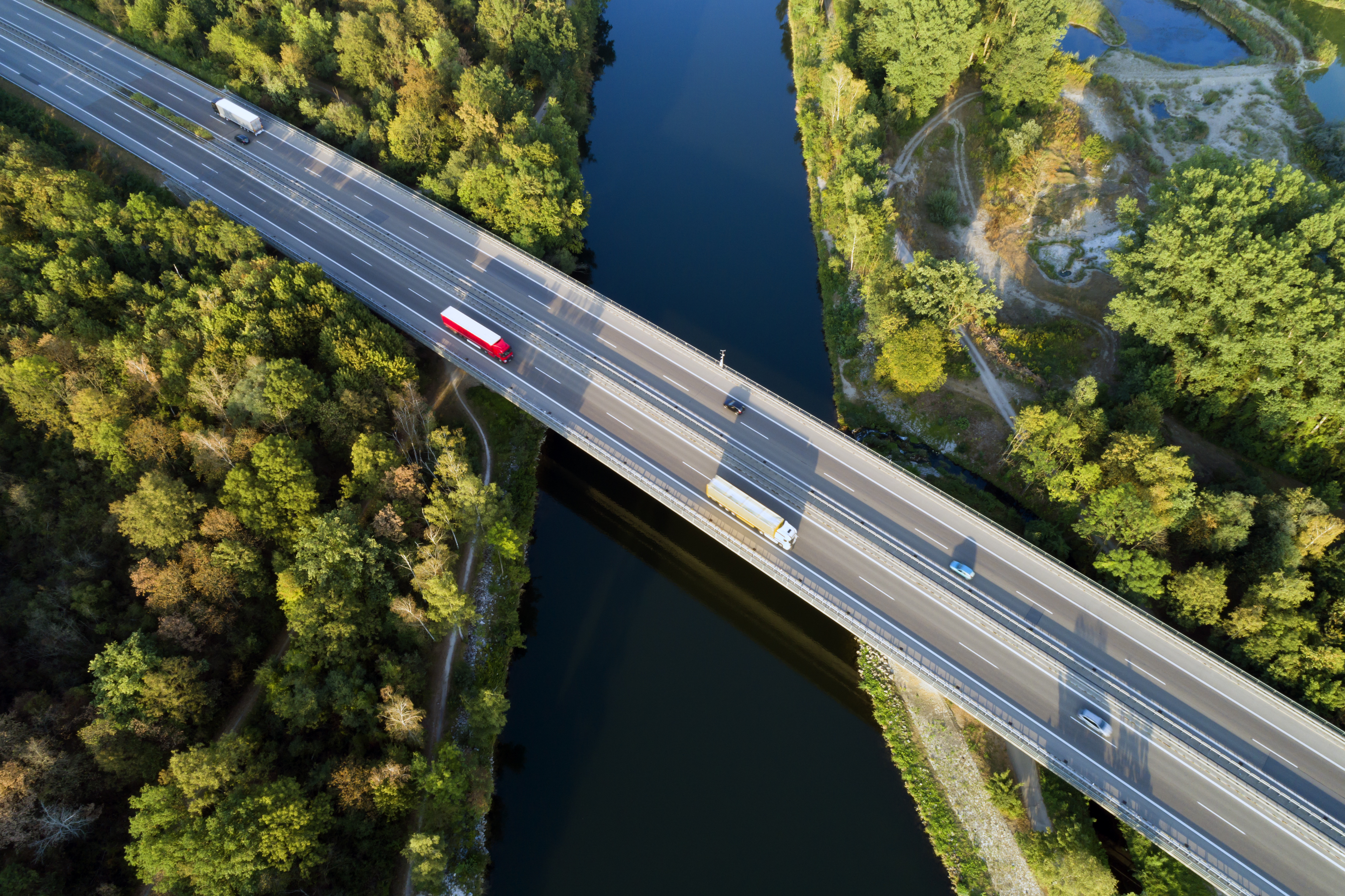 A truck driving on a road.