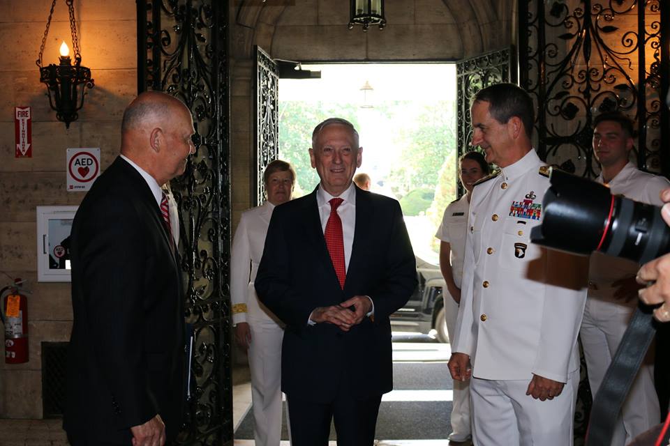 Secretary Mattis Arrives on the Quarterdeck
