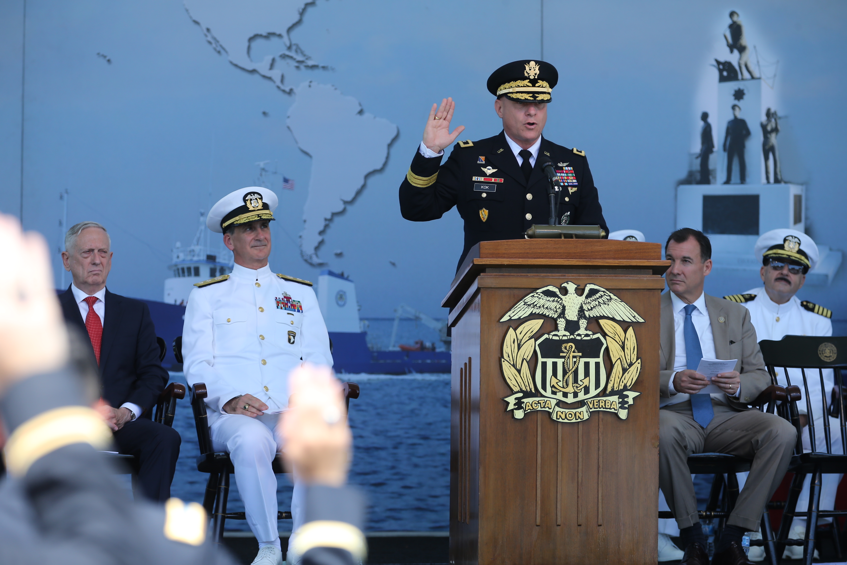 Major General Troy D. Kok administers the Army Oath