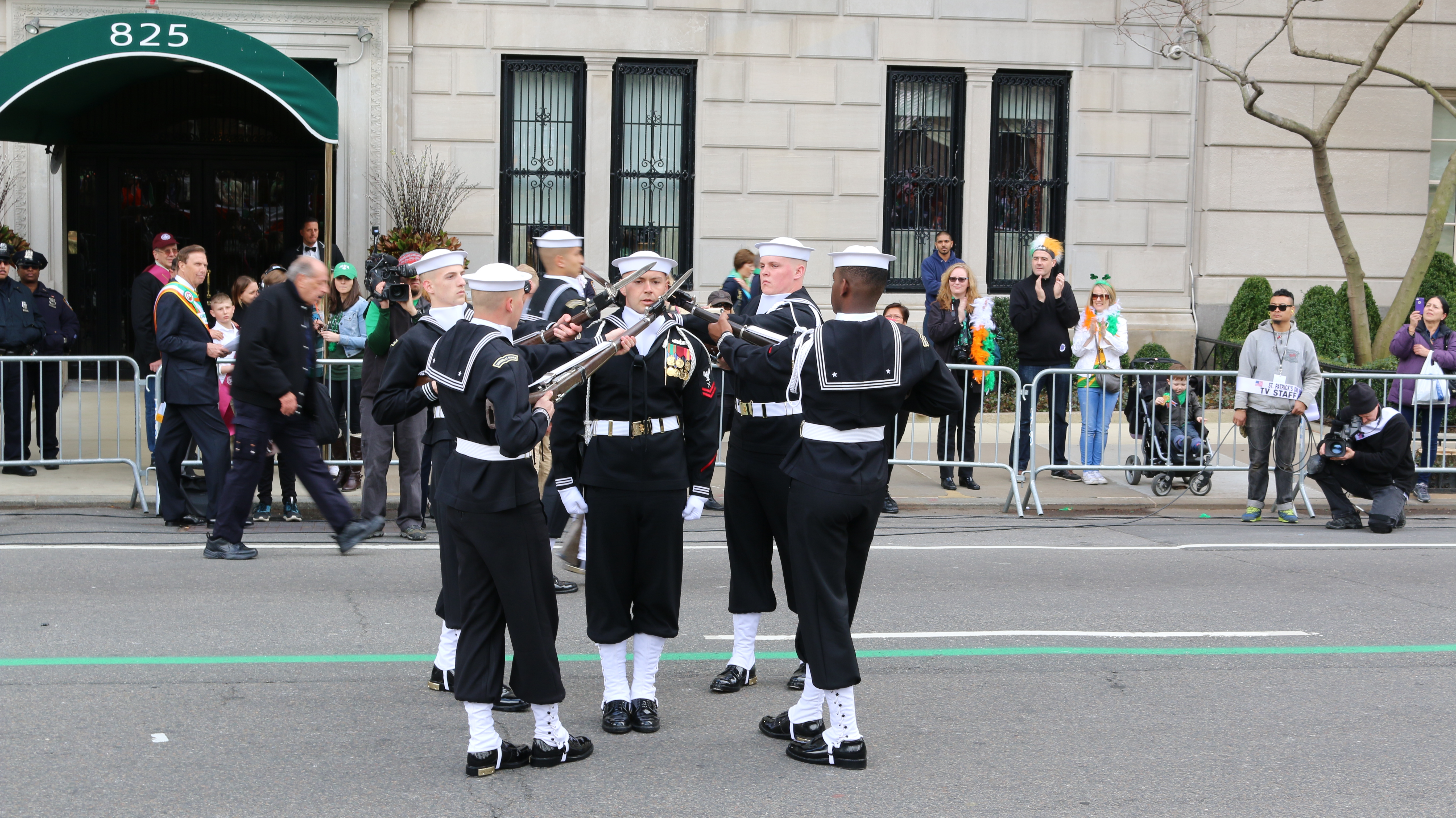 US Navy Ceremonial Guard Drill Team renders honors at Military Reviewing Stand