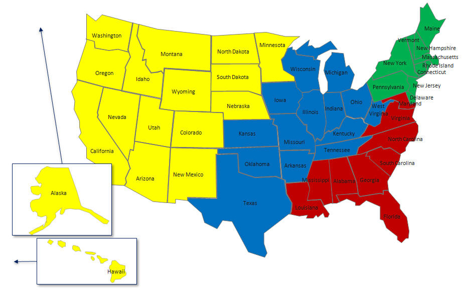 Map of Admissions Officers by Region