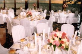 Melville Hall table setting in all white
