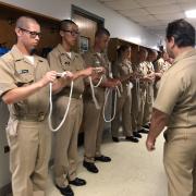 Knot tying before simulation exercises